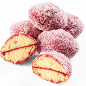 Red cake snowballs Picture